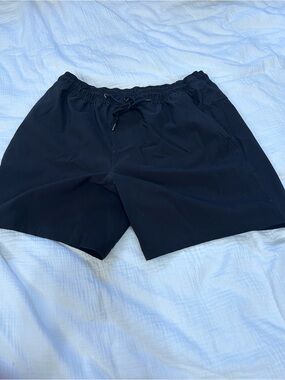 Men's Black Quick-Dry Swim Trunks with Drawstring Waist